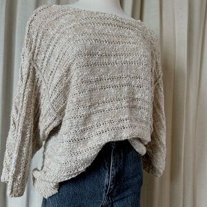 Vtg crochet knit sweater in oatmeal